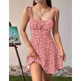 thumbnail image 4 of Women'S Boho Floral Dress Romper Spaghetti Strap Smocked Dress Pink S, 4 of 7