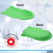 Toboggan Snow Sled for Kids and Adults, 46 Heavy Duty Plastic Open Back Slider with Handles and Hole for Pull Ropes- (Ropes Excluded) Kid and Adult Winter Fun, Green, by Superio