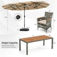 thumbnail image 4 of Costway Ensemble de Salle à Manger en Osier pour Patio de 10 Pcs avec Parasol de Patio Double Face 8 Fauteuils Café, 4 of 10