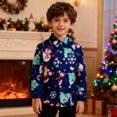 thumbnail image 3 of CONFREE Christmas Boys Long Sleeve Shirts Lapel Xmas Graphic Soft Fall Winter Buttons Up Shirt for Kids, 3 of 7