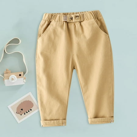 UACY Toddler Joggers Sweatpants Plain Straight Elastic Waist Running Cropped Pants Baby Boys Fall Trousers with Pockets