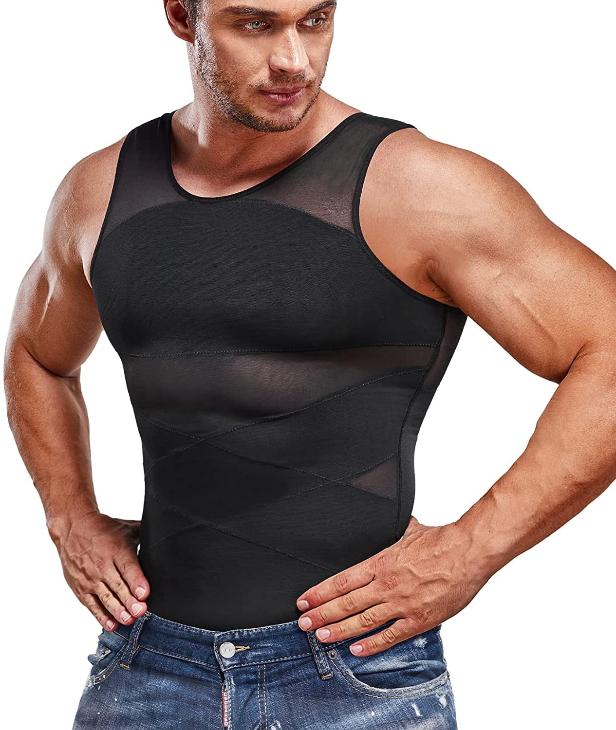 Mens 5-Pack Boat Neck Undershirts Shirts Bodybuilding Sport Sleeveless Training Vest Tank Top Traceless 