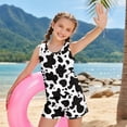 thumbnail image 5 of Xoenoiee Black Cow Print Girls Tankini Swimsuit 2 Piece Bathing Suits Swimwear for Girls Round Neck Swim Tank Top with Bottoms, Size 12-13 Years, 5 of 7
