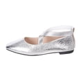 thumbnail image 6 of Women's Square Toe Ballet Flat Shoes Crooss Strap Soft Leather Dance Shoes Slip on Comfortable Dress Shoes Silver Size 7.5, 6 of 6