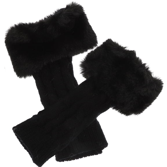 Worgeous 1Pair Lightweight Arm Sleeves for Men and Women Winter Hand Sleeves Black Acrylic Fibres Warmth Retention