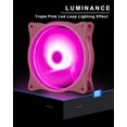 thumbnail image 2 of 120mm Computer PC Cooling Fan Pink LED Game Case Cooler Fan Quiet 12V Computer PC Fan with Triple Light Loop 3-Pack, 2 of 7