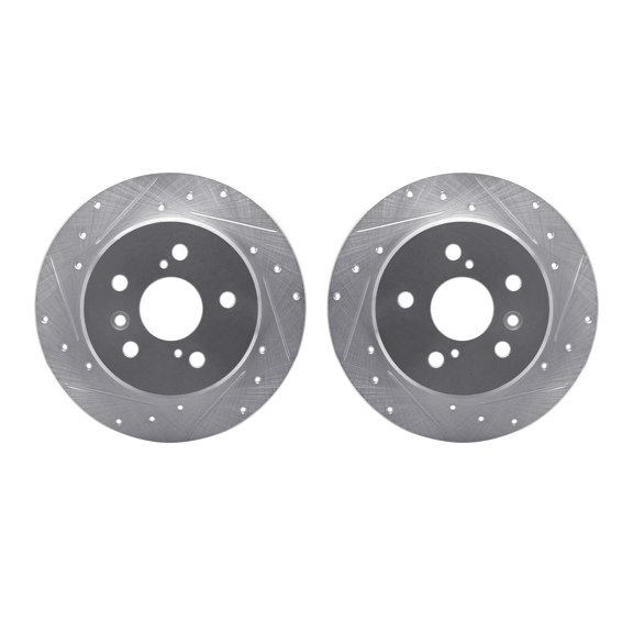 Dynamic Friction Company Rear Brake Rotors-Drilled and Slotted-Silver 7002-76106