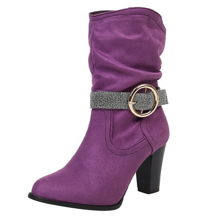 

fvwitlyh Boots for Women Platform Boots for Women Women Pointed Toe High Heel Pumps Heel Slip On Fashion Ankle Boots Leather Women