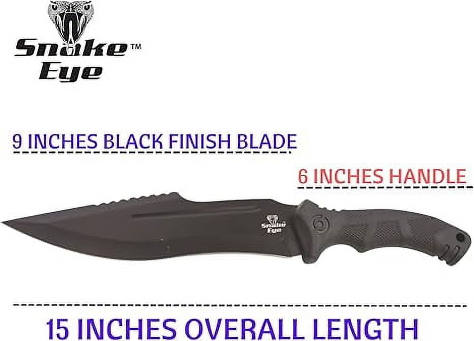 Snake Eye Tactical 15" Machete, 9" Fixed Blade Knife, 440C Stainless Steel Drop Point Blade, Machete for Cutting Trees Heavy Duty, Great for Clearing Brush, Survival, Camping and Outdoor