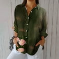 thumbnail image 4 of Women's Blouse Lapel Neck Long Sleeve Button up Vintage Printed Pullover Shirt Olive Green M, 4 of 6