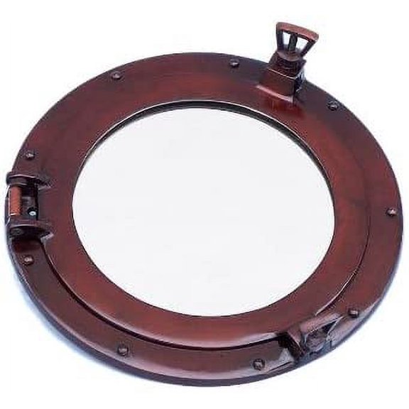 Hampton Nautical Brushed Nickel Decorative Ship Porthole Nautical Mirror, 20"