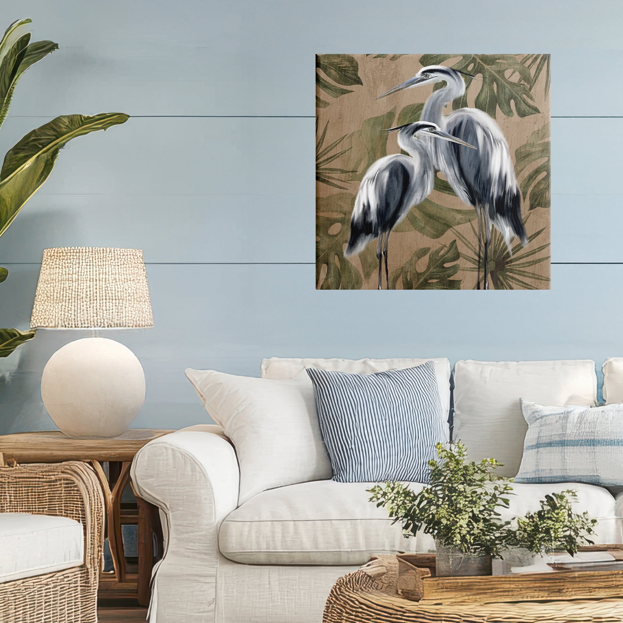 Stupell Industries Two Herons over Tropical Leaves Canvas Wall Art, design by Kim Allen