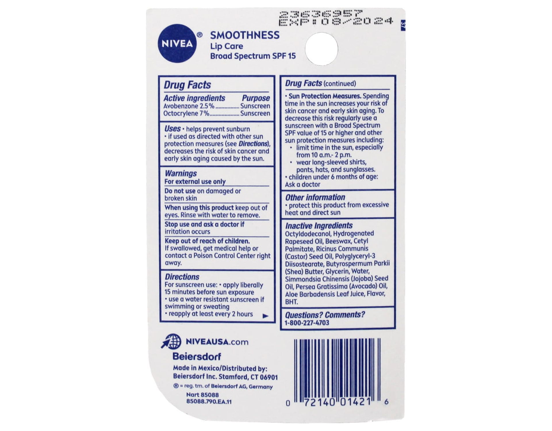 NIVEA a Kiss of Smoothness Hydrating Lip Care SPF 15, 0.17 oz (Pack of 6)