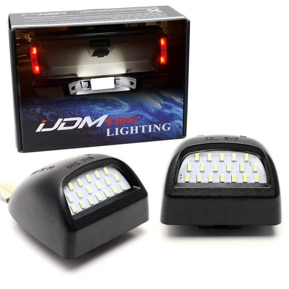 OEM-Fit 3W Full LED License Plate Light Assembly Kit For Chevrolet Silverado GMC Sierra 1500 2500 3500 Truck, Powered by 18-SMD Xenon White LED Diodes