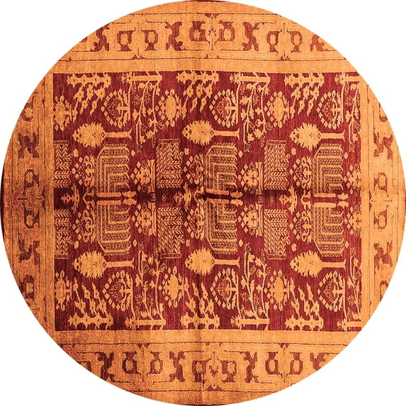 Ahgly Company Indoor Round Oriental Orange Industrial Area Rugs, 7' Round
