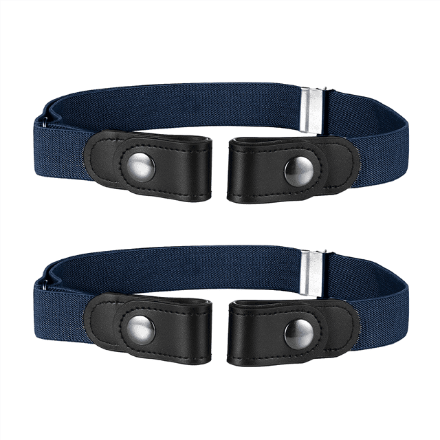 Buyless Fashion Enfants Garçons Filles Sans Boucle Ceinture Élastique Ajustable Robe Extensible Lot de 2 - 5098-2-Navy
