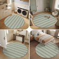 thumbnail image 5 of Round Area Rugs 5Ft, Sage Green Stripes Retro Non-Slip Washable Circle Rugs Carpet, Modern Farmhouse Beige Striped Indoor Outdoor Rug Floor Mats Throw Runner for Bedroom Living Room Bathroom, 5 of 8