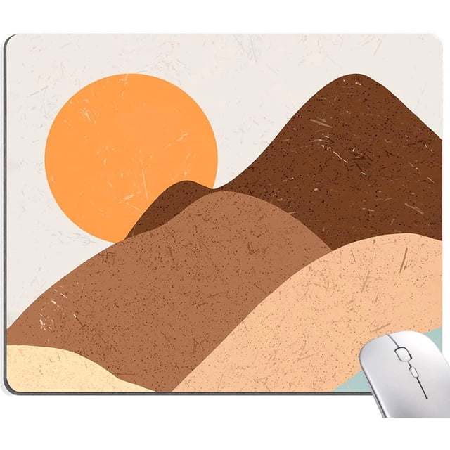 Mouse Pad, Mountain Sunrise Mouse Pad, Square Boho Mouse Mat Waterproof Mousepad Non-Slip Rubber Base Mouse Pads for Office Laptop, Modern Abstract Art