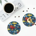 thumbnail image 4 of Vsdgher Vehicles Cartoon with Funny Drivers Print Leather Coasters for Drinks, Durable Drink Coasters 4 Set for Tabletop Protection, Luxurious Home Décor and Housewarming Gift-Round Shape, 4 of 6