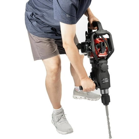 2 Stroke Gas Powered Demolition Jack Hammer, 32.6CC Concrete Breaker Punch Drill with 2 Chisels, 1.8KW Portable Gasoline Jackhammer for Trenching, Chipping, Breaking Holes