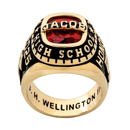 Bhavani Gems CLASS RING Men's 14K Gold Plated Personalized-Top Classic Class Ring, Personalized, High School or College
