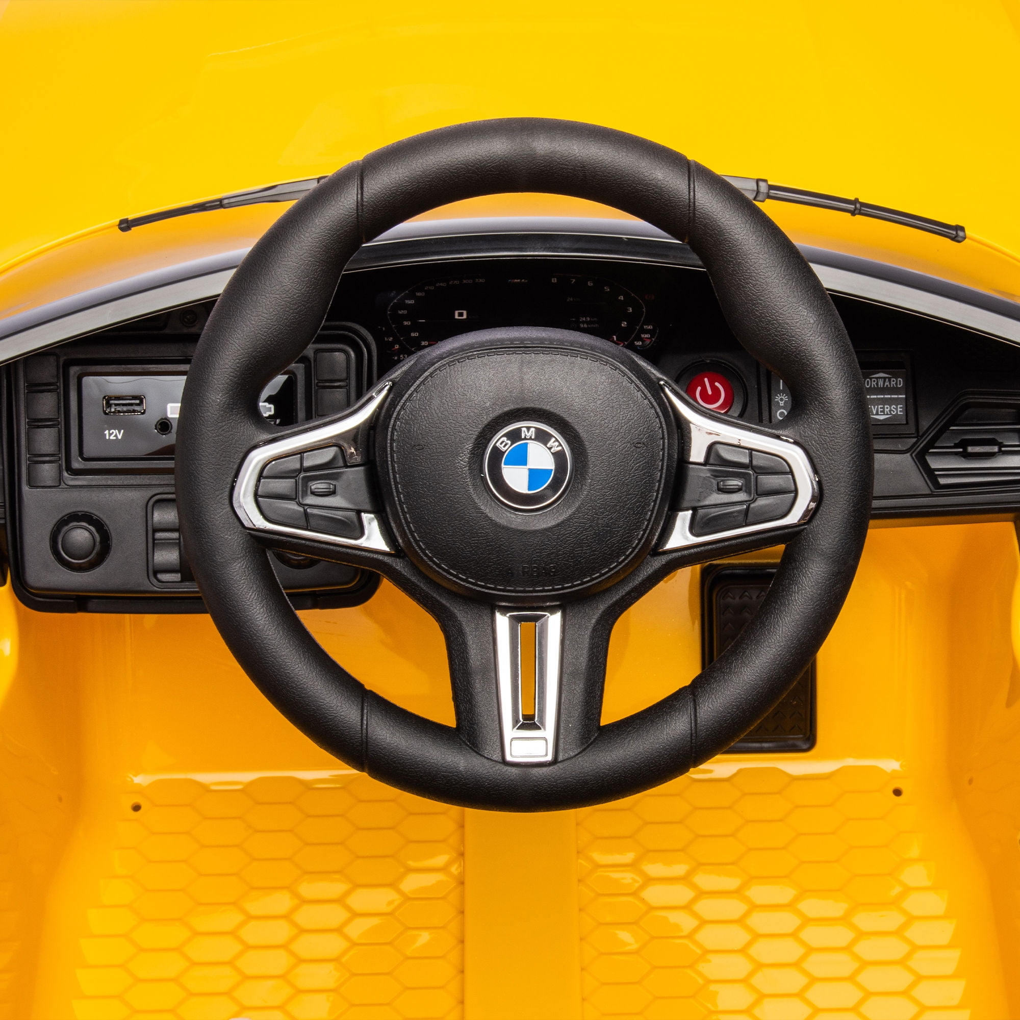 Bmw M4 12v Kids Electric Car with Parent Remote, Battery Powered Cars for Kids, Three Speed Adjustable,Power Display, Usb,Mp3 ,Bluetooth,Led Light,Story, Ride On Car for Boy and Girl Ages 3-8, Yellow