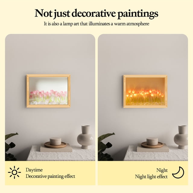Marco de fotos Tulipán Luz ambiental Adornos Simulación Tulipán Luz Regalo Decoración para el hogar Kuymtek Para estrenar