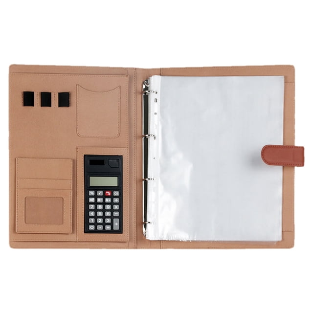 pdqouc Multi Functional Folder with Calculator Transparent Insert Business Folder Perforated Measuring Room Negotiation Sheet Storage Signing Contract Folder for Business Office Conference