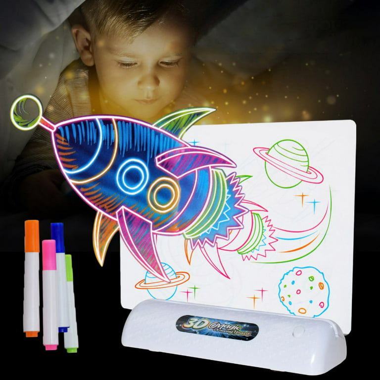 3D Doodle Magic Board,Fluorescent Drawing Tablet for Kids