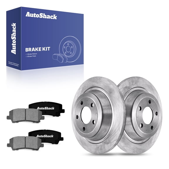AutoShack Rear Solid Brake Rotors   Ceramic Pads 6-PC Brake Kit Replacement for 2015-2018 Ford Mustang 2020-2023 Ford Mustang 12.6" (320 mm)