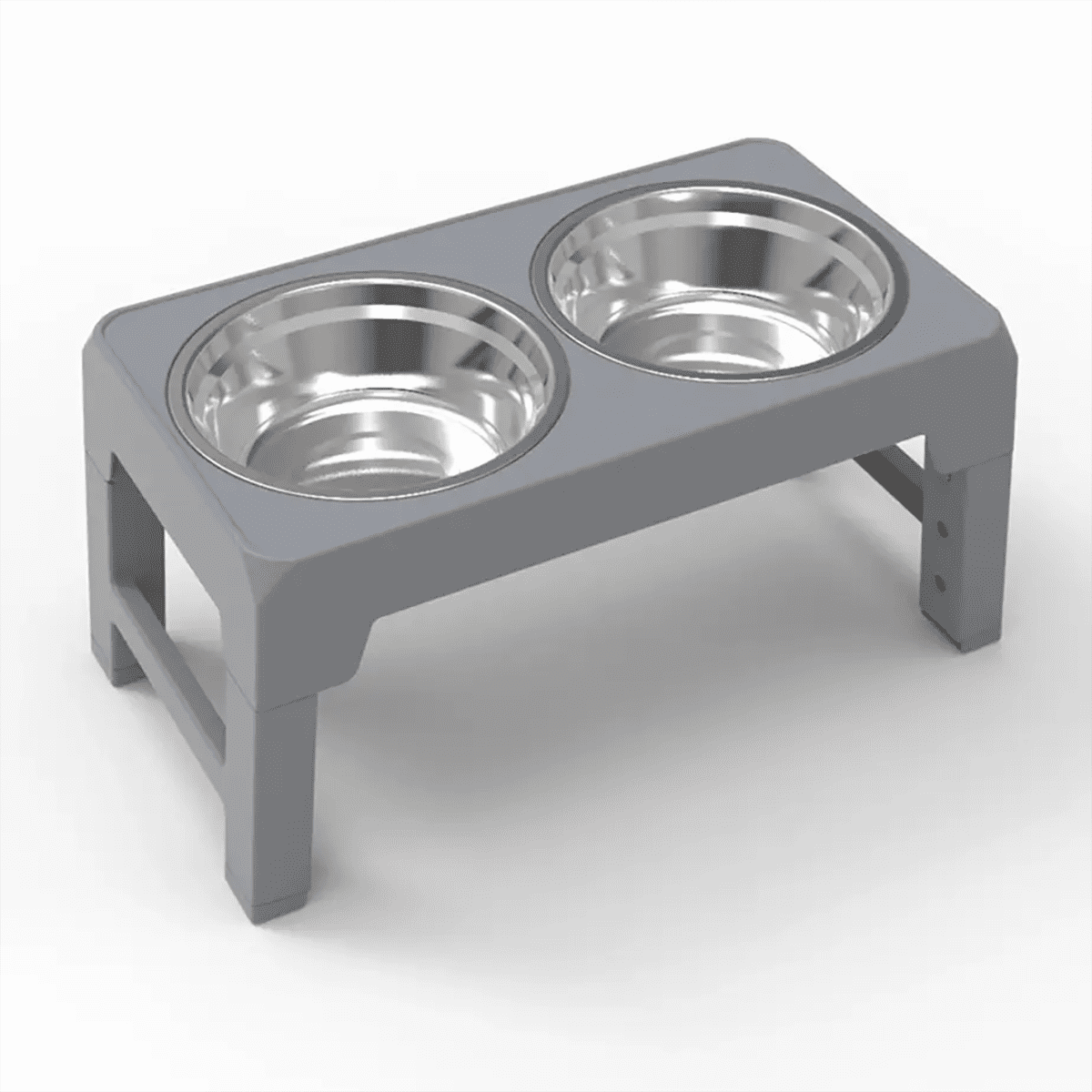 Asunby Adjustable Elevated Pet Bowls - 4-Height Raised Stand with Twin 50oz Stainless Steel Bowls, Non-Slip, Fits Small, Large Pets (3.2” to 11.8”)