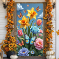 thumbnail image 5 of Colorful Flowers Hummingbird Banner Butterfly Accent Floral Backdrop Spring Vibrant Petals Garden Display for Garden Party Spring Decoration Wedding Backdrop, 5 of 9