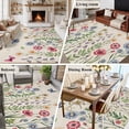 thumbnail image 5 of Area Rug for Living Room, Spring Floral Non-Slip Indoor Large Carpet for Bedroom/Dining Room, Pink Blue Flowers Butterfly Rustic Washable Low-Profile Rectangle Floor Runner Rugs - 5 x 8 Ft, 5 of 7