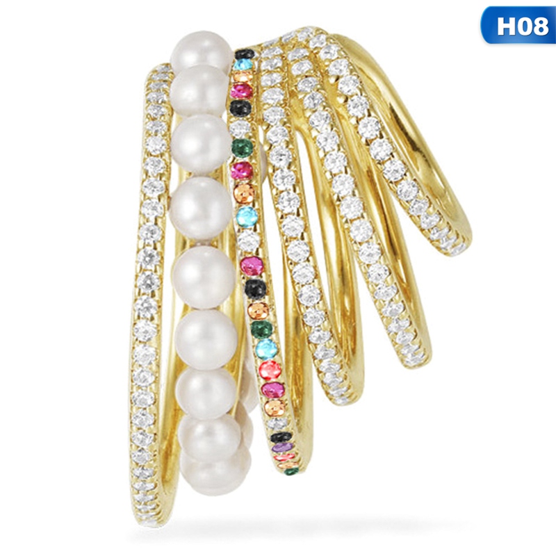 C-shaped womens ear clip with pearls without