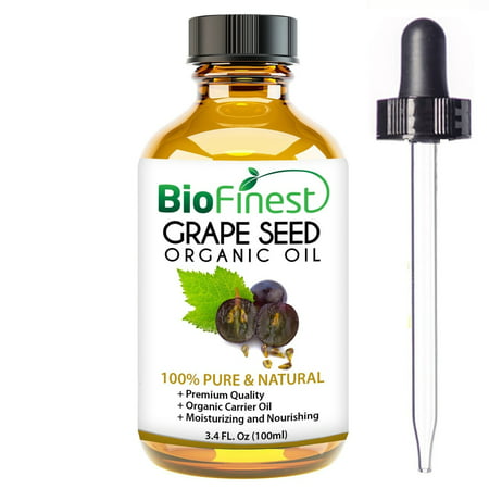 BioFinest Grape Seed Organic Oil for Hair, Face & Skin - 100% Pure, Natural, Cold Pressed - Certified Organic - Anti-Aging, Anti-Oxidant moisturizer - FREE E-Book and Dropper (Best Anti Aging Natural Oil)