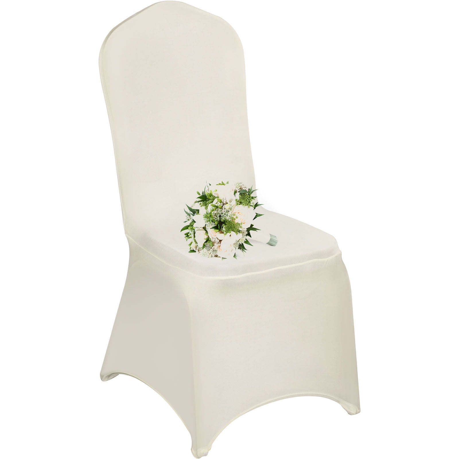 VEVOR 150 PCS White Chair Covers Polyester Spandex Chair Cover Stretch Slipcovers for Wedding Party Dining Banquet Flat Front Chair Cover