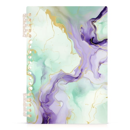 Spiral Journal Notebook Green with Purple Marble College Ruled Notebook 8.3" x 5.7" A5 Lined Thick Paper Page
