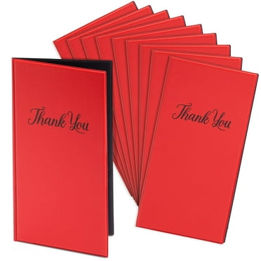10 Pack Thank You Check Presenters for Restaurants, Red Guest Check Book for Server, Waiter, Waitress, Diners (1 Card Slot, 10.5 x 5.5 In)
