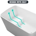 thumbnail image 6 of 49" Acrylic Freestanding Bathtub, Japanese Style Square Shape Soaking Tub Sit-in Design Chrome Overflow and Drain, White, 6 of 10