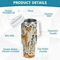 thumbnail image 2 of Yayeee 40oz Stainless Steel Tumbler with Straw and Handle Double-Wall Insulated Travel Water Bottle, Animals in A Forest Pattern, 2 of 8