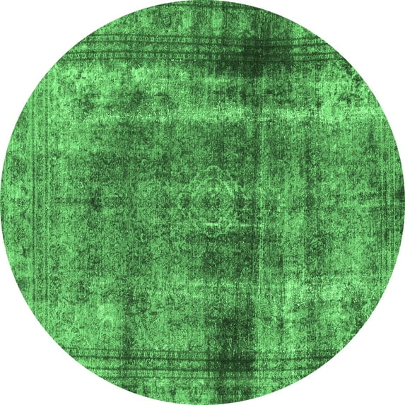 Ahgly Company Indoor Round Abstract Emerald Green Modern Area Rugs, 3' Round