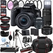 Canon EOS 250D Rebel SL3 DSLR Camera w/EF-S 18-55mm F/4-5.6 is STM Zoom Lens + 75-300mm F/4-5.6 III Lens + EF 50mm f/1.8 STM Lens + 128GB Memory + Case + Tripod + Filters 40pc Bundle