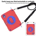 thumbnail image 4 of ELEHOLD for iPad mini 6th Generation Rugged Case, Shockproof Heavy Duty Protective Cover with Handle Strap & Pencil Holder & Kickstand & Shoulder Strap for iPad mini 6 (2021) - Red Blue, 4 of 8