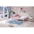thumbnail image 4 of Kidkapers White Steel Daybed with Twin Trundle, Bedroom Living Room Sanctuary, Portable Folding Trundle Bed, Robust Steel Slat Support, 4 of 5