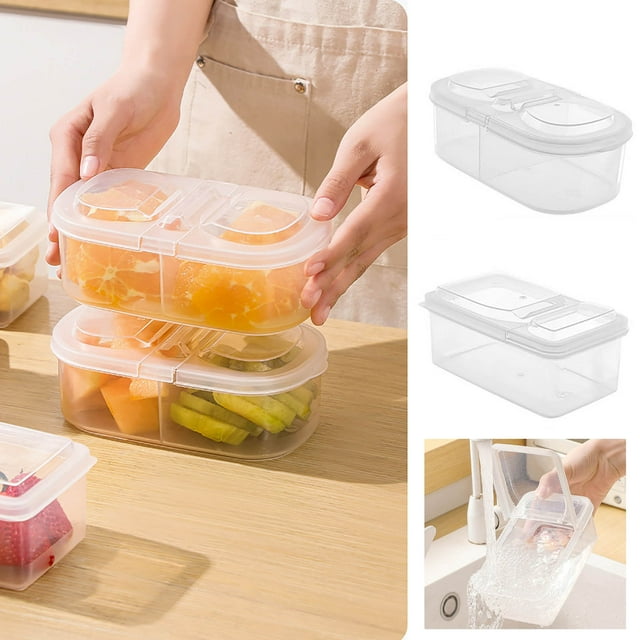 Fiudx Caja para Mantener La Frescura En El Refrigerador, Almacenamiento Hermético de Grado Alimenticio, Diseño Apto para Congelador, Tapa Hermética para Verduras y Frutas, Visibilidad Clara, Refriger