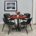 thumbnail image 3 of Kobe 42in. Round Breakroom Table- Cherry & 4 'M' Stack Chairs- Black, 3 of 9