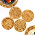 thumbnail image 4 of Rattan Coaster Drink 4 Piece Set 3.94 Inch Coaster, 4 of 5