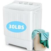 Veeboto Portable Washing Machine, 30LBS Twin Tub Mini Compact Laundry 19lbs Washer/11lbs Spinner with Drain Pump & Time Control Washer Spinner Combo, White