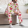 thumbnail image 7 of Naloa Hand Drawn Strawberry Men’s Pajamas Set - Long Sleeve Button Down Sleep Shirt and Pajama Bottoms Sleepwear Set-X-Large, 7 of 7