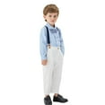 thumbnail image 2 of URMAGIC Toddler Little Big Boys Long Sleeve Bowtie Shirts Suspenders Pants Set Genterman Suit, 2 of 12